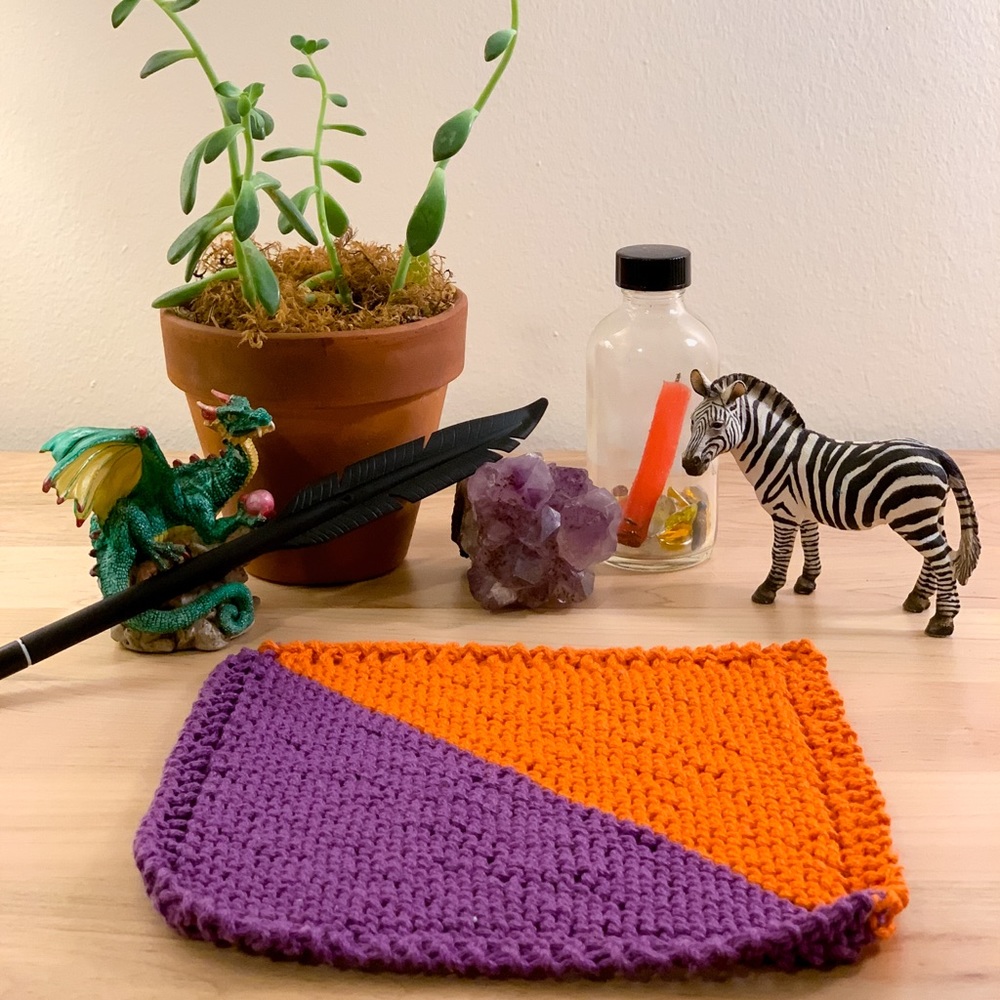 Hand Knitted Halloweeny Washcloth